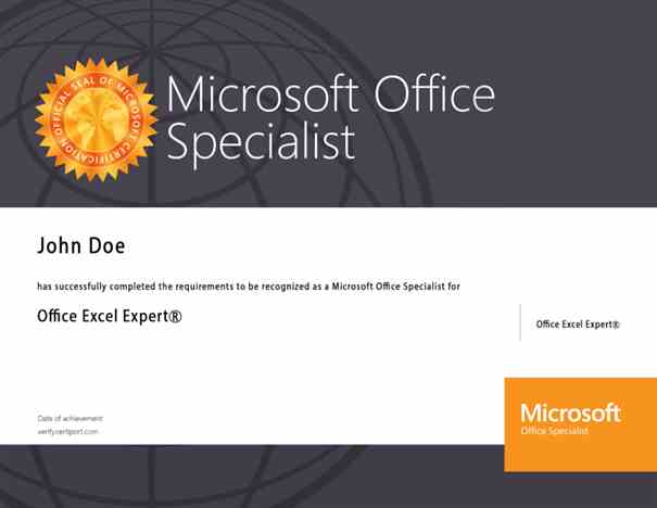Certificado Microsoft Excel - USECAP